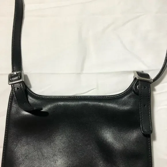 Vintage coach black leather mini hippie flap 9142 crossbody purse bag adjustable - Picture 2 of 11